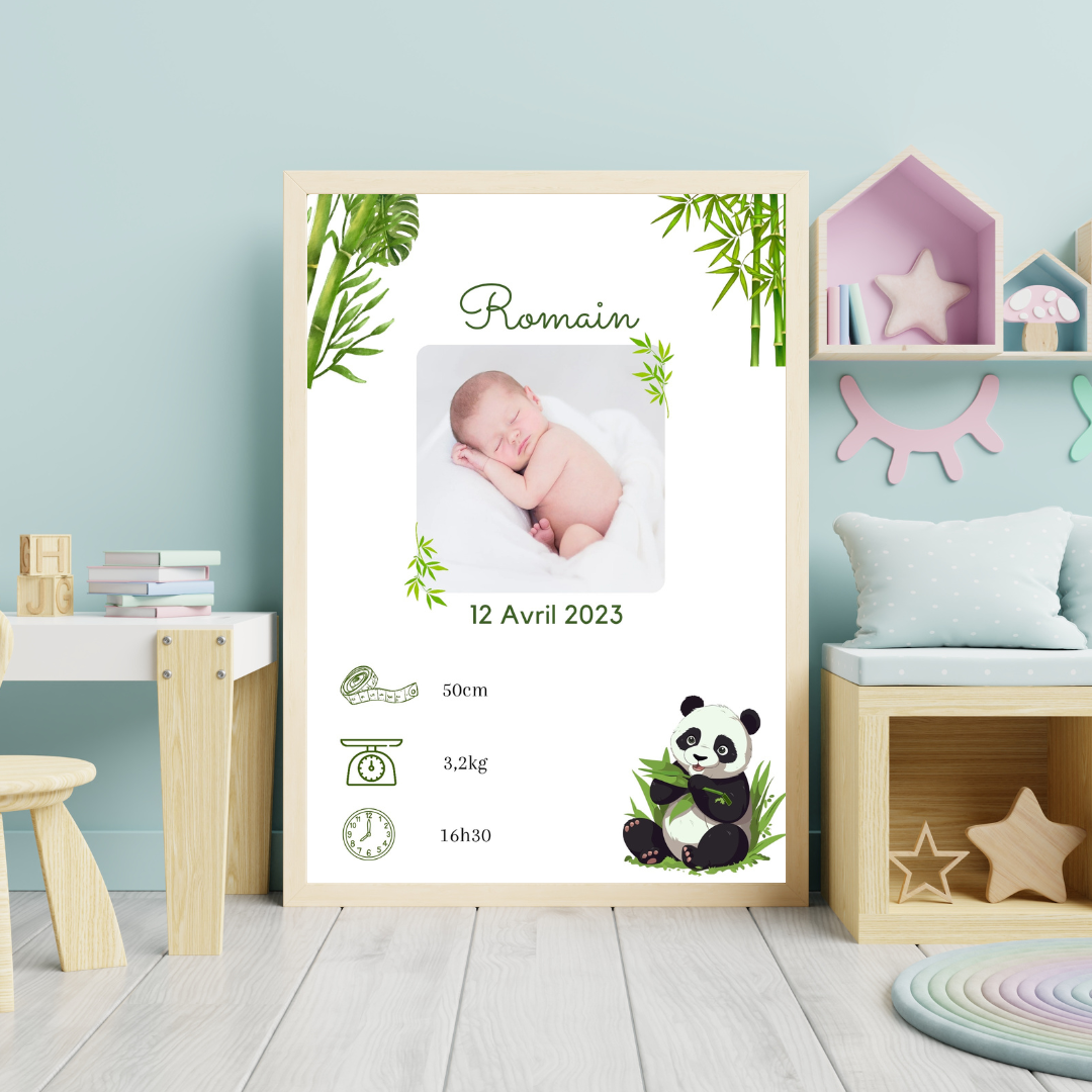 Affiche de naissance personnalisée - décoration murale - chambre enfant