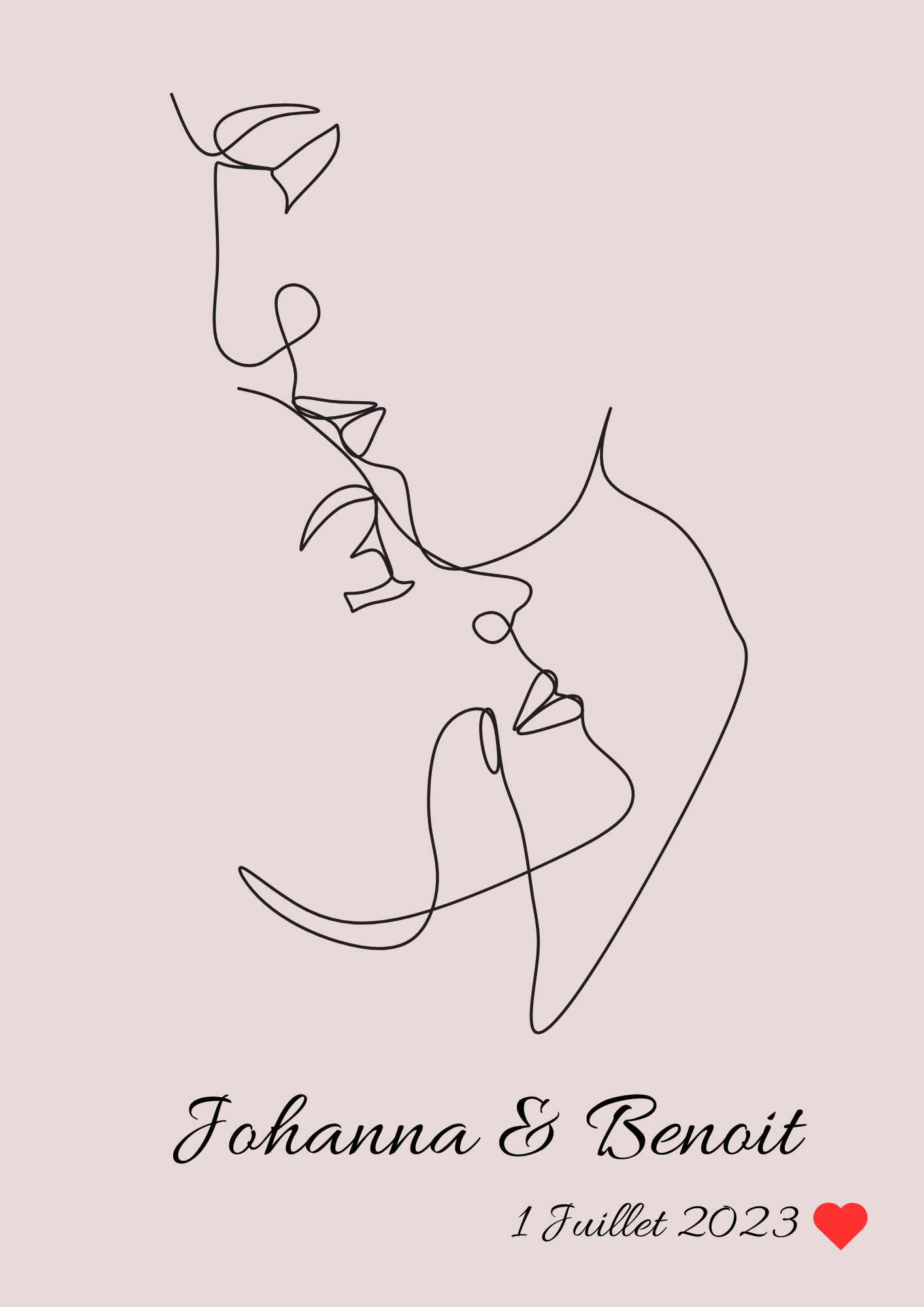Affiche personnalisée minimaliste abstraite couple - personnalisée avec les prénoms