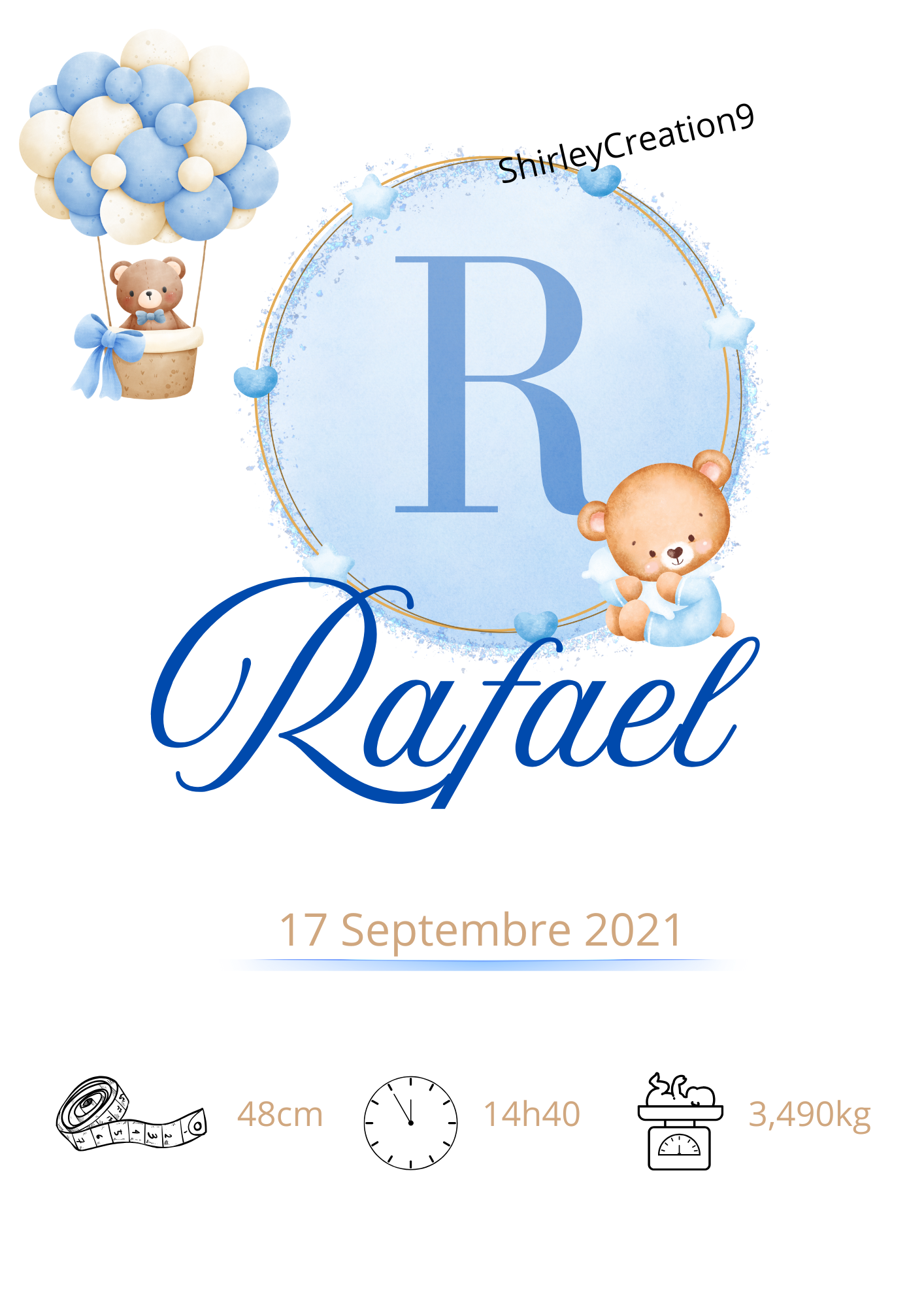 Affiche naissance personnalisée avec le prénom - enfant et bébé