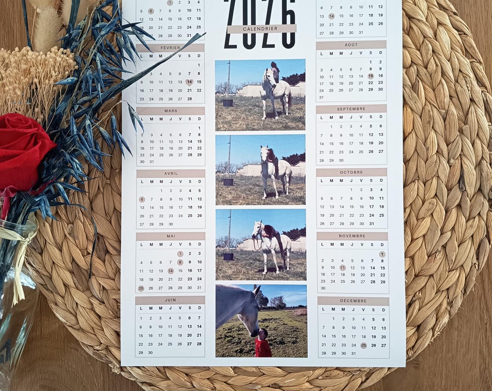Calendrier 2026 avec photo personnalisé - idée de cadeau