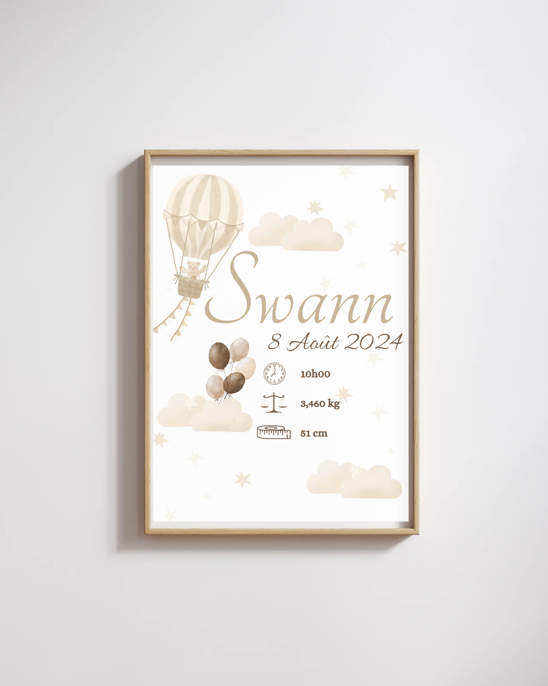 Affiche de naissance prénom personnalisé - affiche bébé