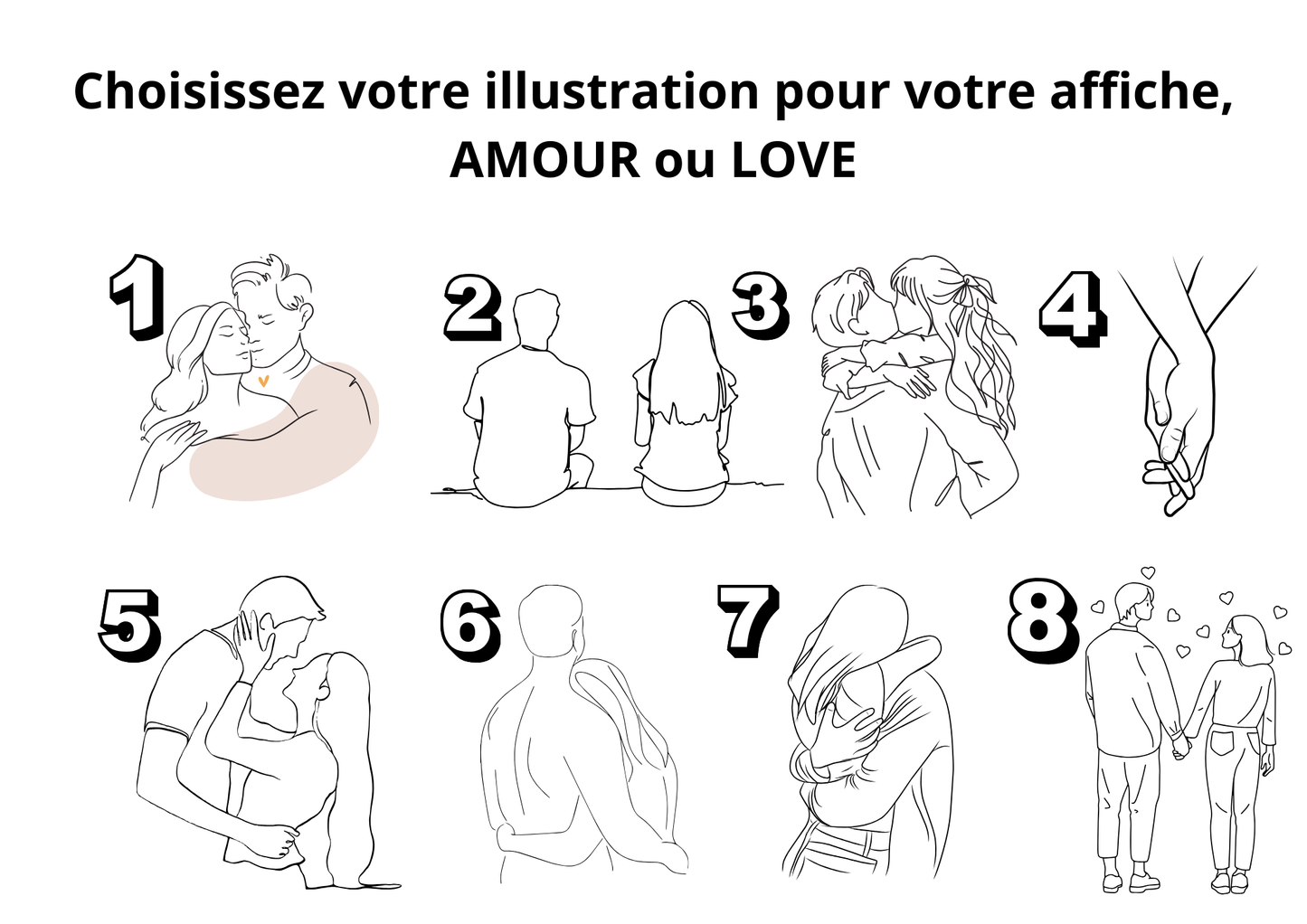 Affiche couple à personnaliser avec vos photos - Amour - Love