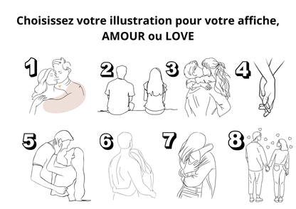 Affiche couple à personnaliser avec vos photos - Amour - Love