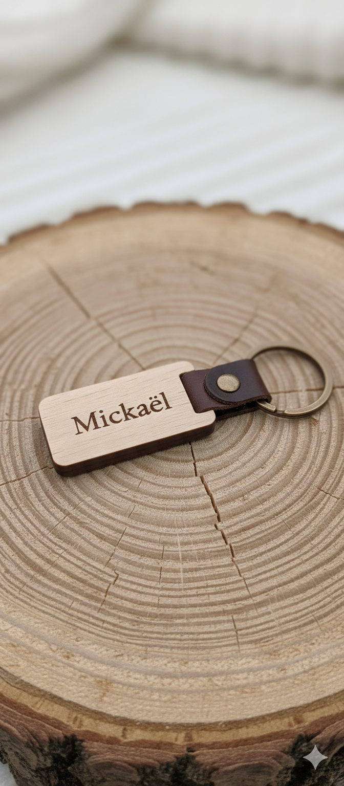 Porte clé personnalisé en bois