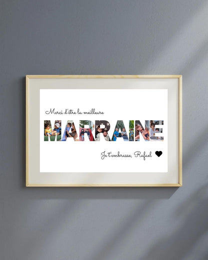 Affiche marraine personnalisée avec photos, cadeau pour marraine, cadeau d'anniversaire