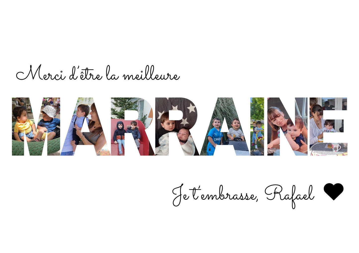 Affiche marraine personnalisée avec photos, cadeau pour marraine, cadeau d'anniversaire