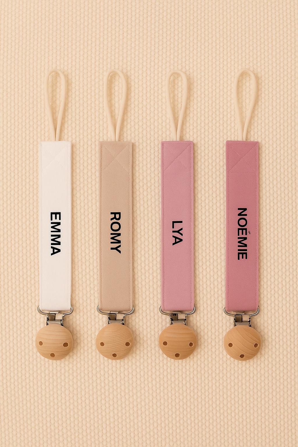 Attache tétine personnalisée en gaze de coton - Attache sucette -cadeau naissance - accessoires bébé