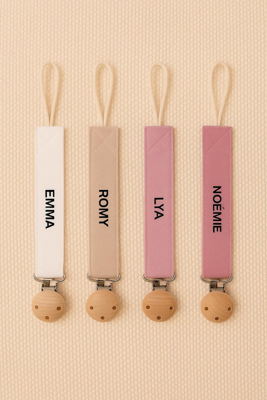 Attache tétine personnalisée en gaze de coton - Attache sucette -cadeau naissance - accessoires bébé