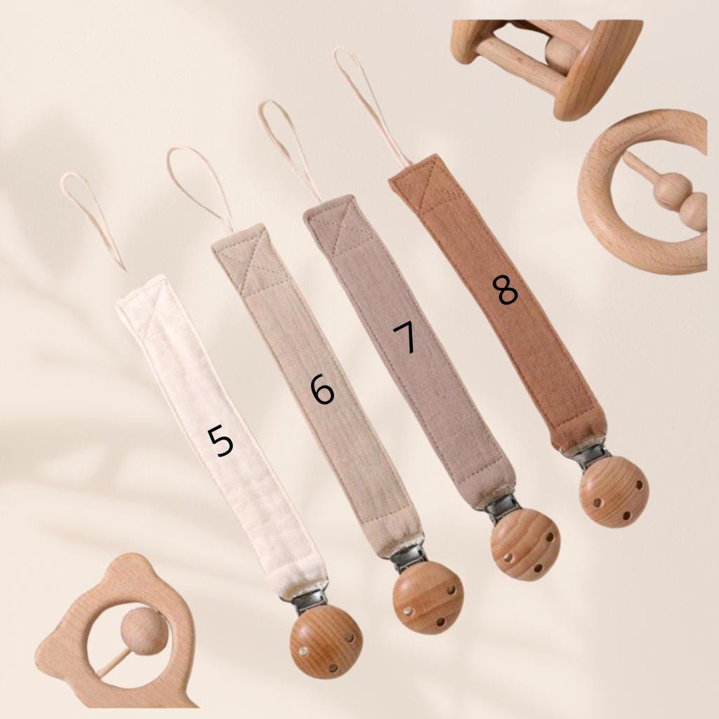 Attache tétine personnalisée en gaze de coton - Attache sucette -cadeau naissance - accessoires bébé