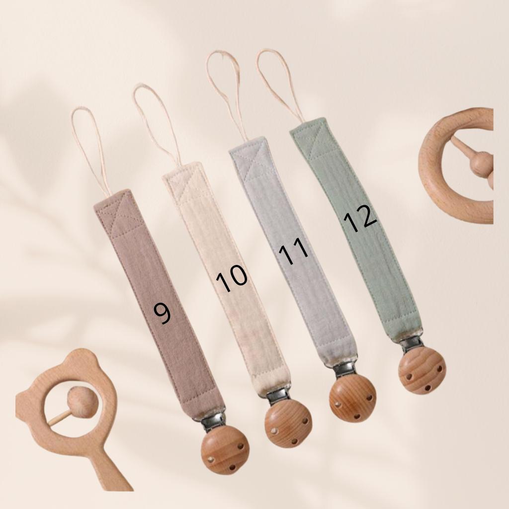 Attache tétine personnalisée en gaze de coton - Attache sucette -cadeau naissance - accessoires bébé
