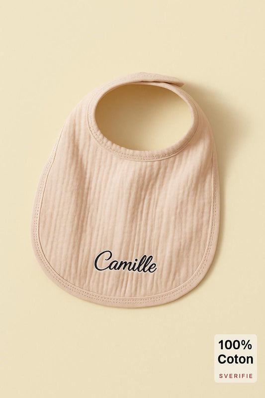 Bavoir bébé personnalisé 100% coton - bavoir personnalisable - cadeau de naissance