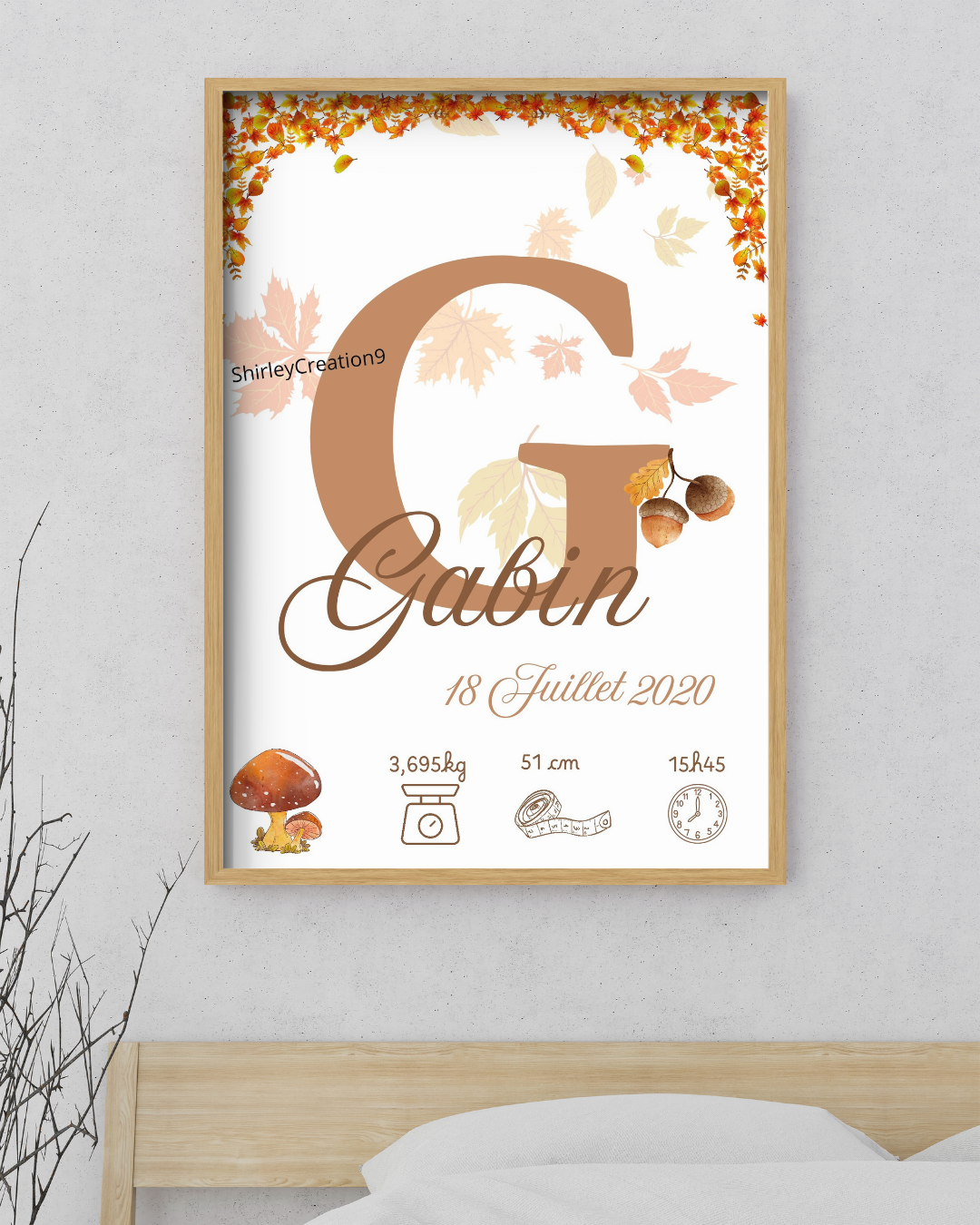 Affiche de naissance personnalisée, décoration chambre enfant.