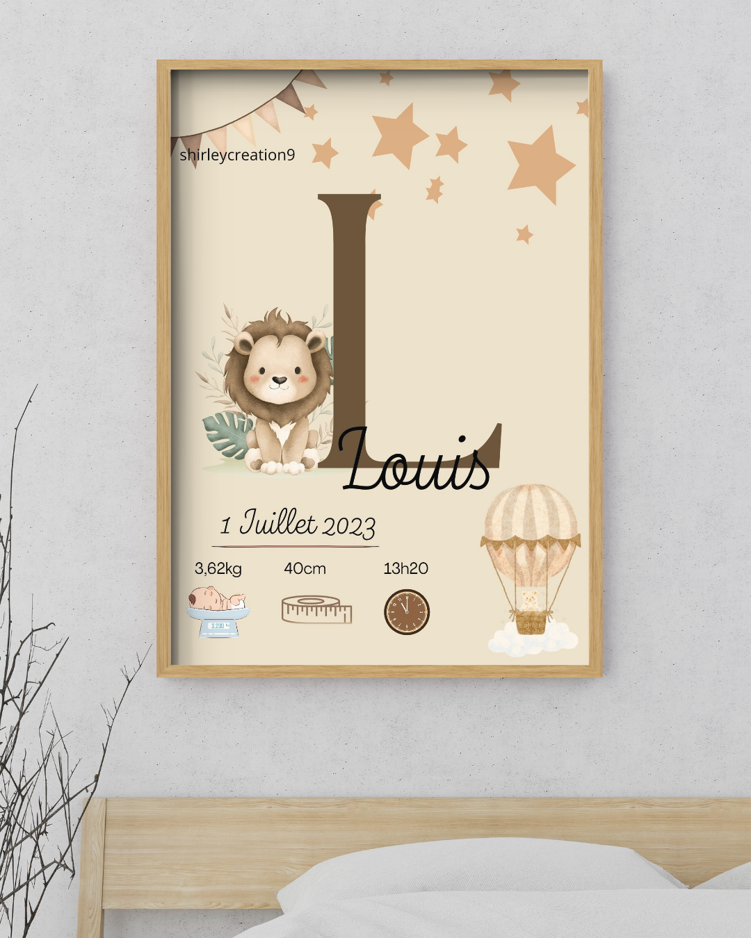 Affiche naissance personnalisée bébé - idée de cadeau