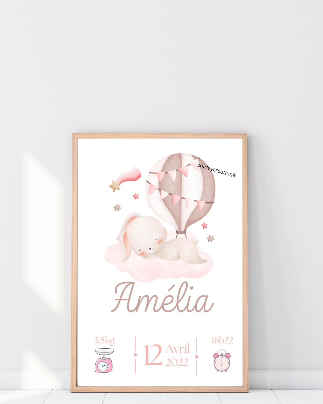 Affiche de naissance personnalisée - cadeau de naissance personnalisée pour enfant