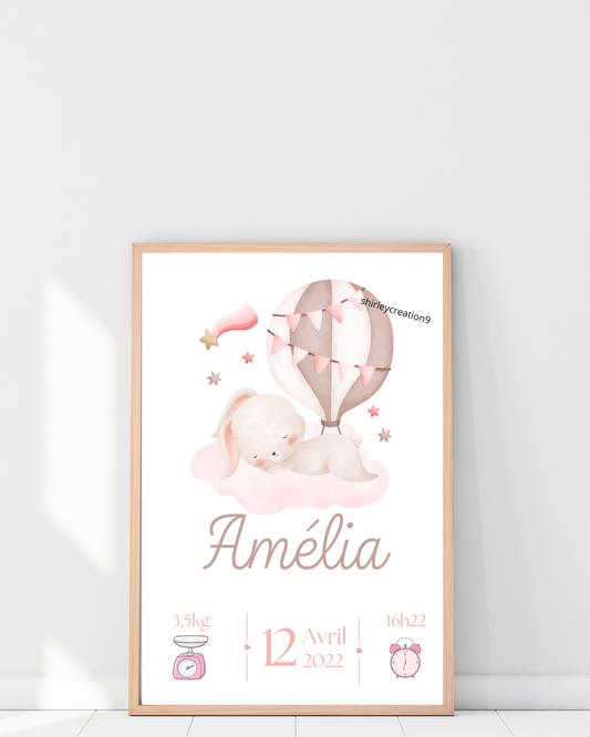Affiche de naissance personnalisée - cadeau de naissance personnalisée pour enfant