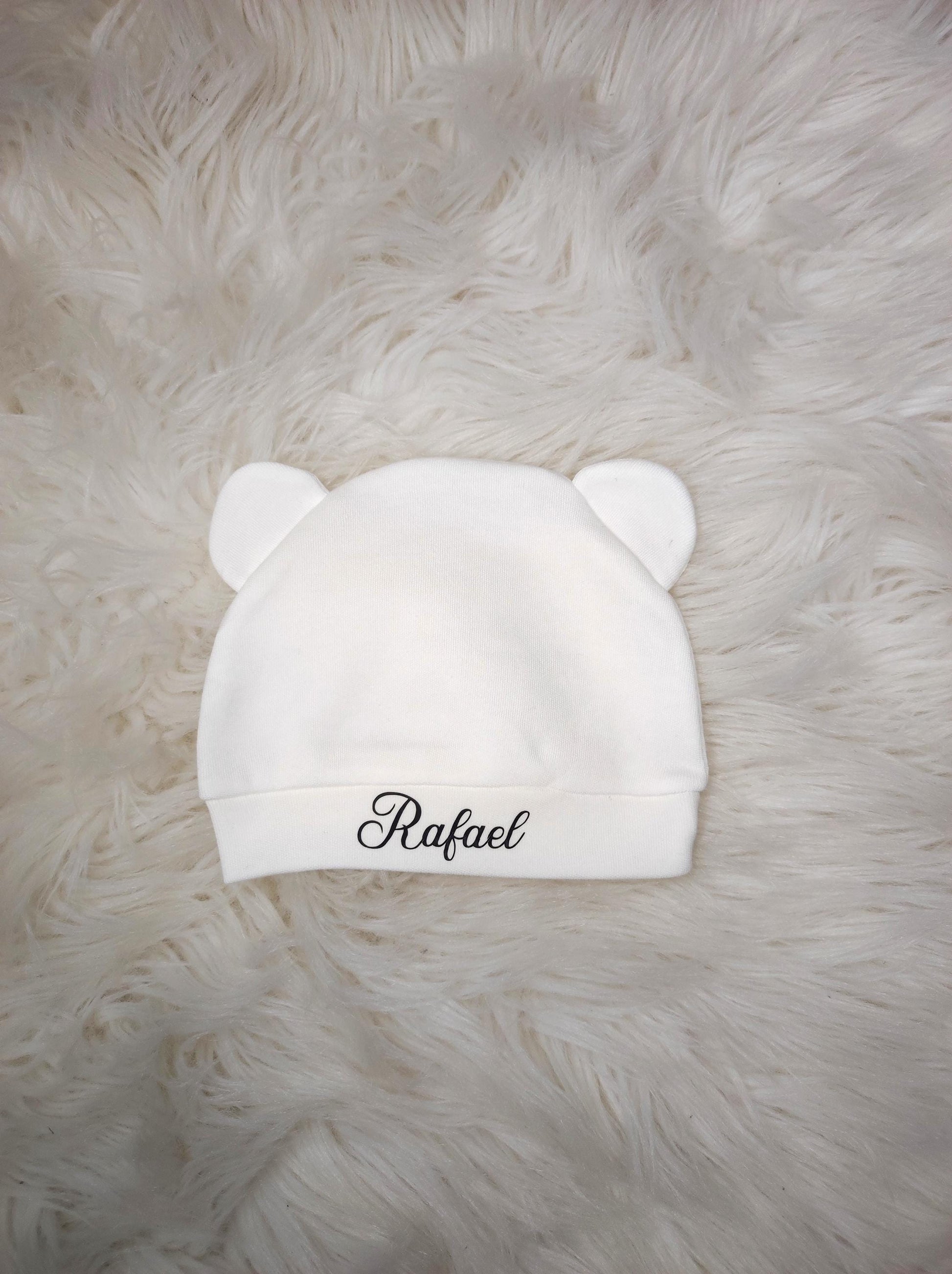 Bonnet naissance personnalisé ourson