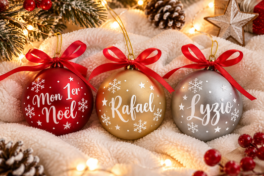 Boule de Noël personnalisée - cadeau de noël Famille prénom
