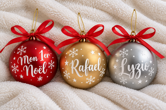 Boule de Noël personnalisée - cadeau de noël Famille prénom