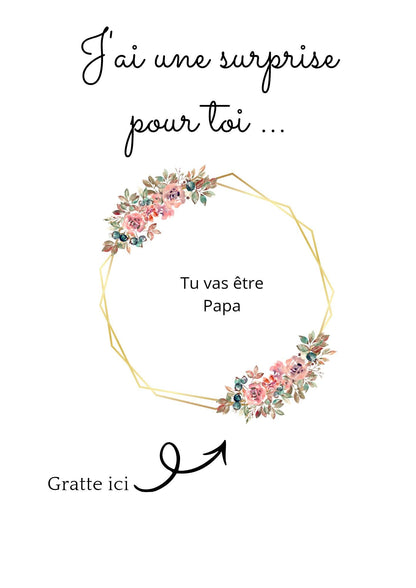 Carte à gratter, annonce grossesse, annonce pour une surprise.