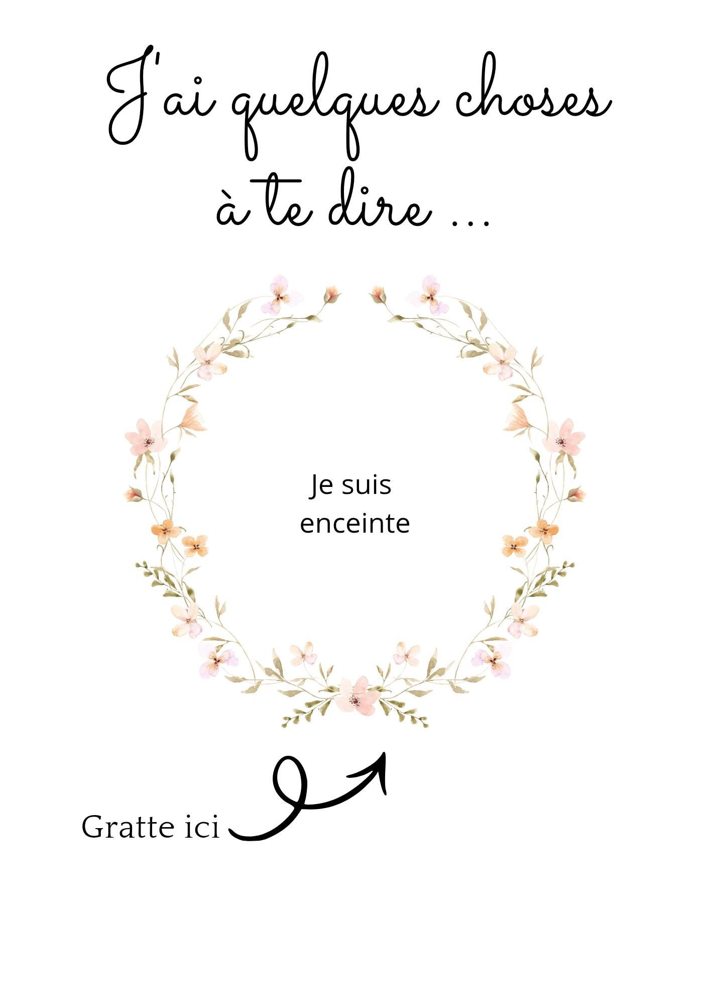 Carte à gratter, annonce grossesse, annonce pour une surprise.