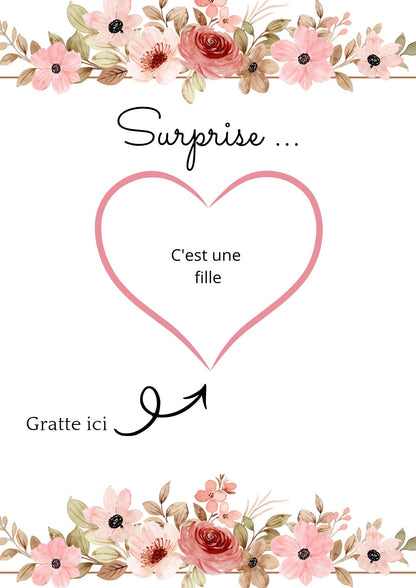 Carte à gratter, annonce grossesse, annonce pour une surprise.