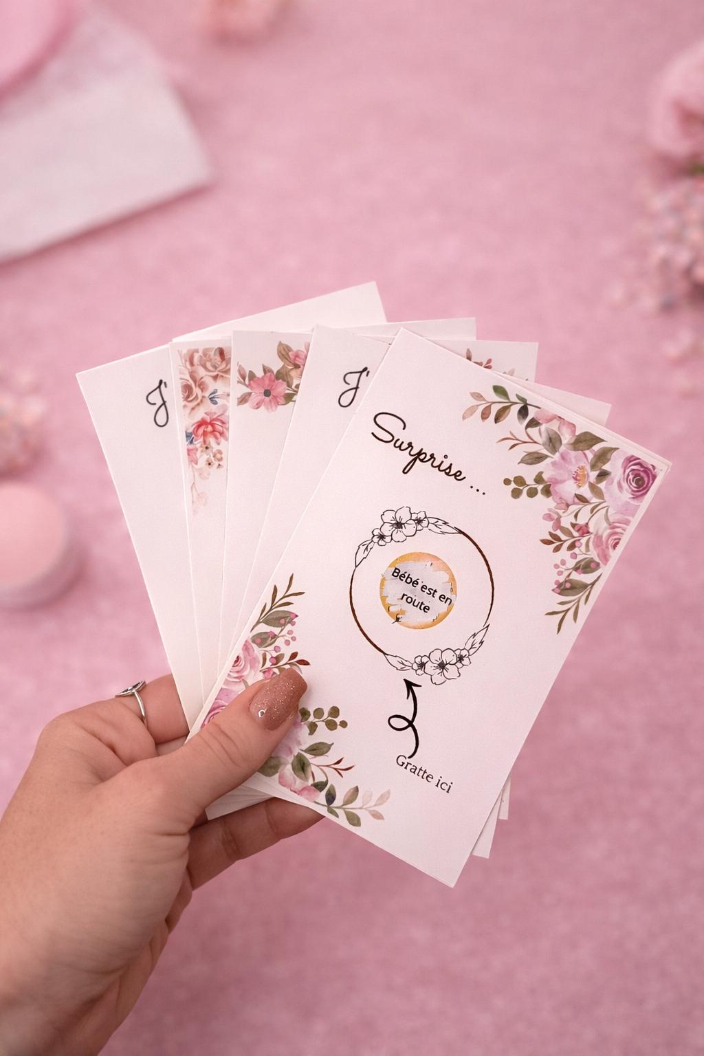Carte à gratter, annonce grossesse, annonce pour une surprise.