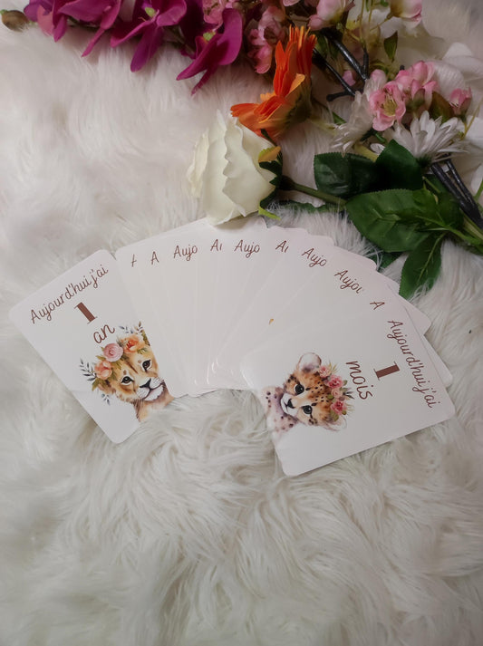 Carte étape bébé - 12 mois - naissance bébé - cadeau de naissance.