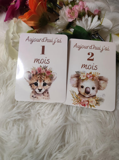 Carte étape bébé - 12 mois - naissance bébé - cadeau de naissance.