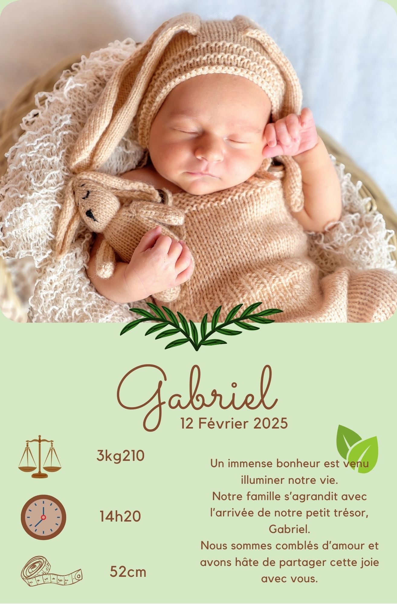 Faire-part de naissance personnalisés avec photo - Lot 10