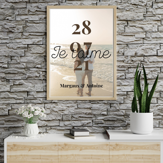 Affiche de couple personnalisée avec photo - cadeau d'anniversaire - cadeau de couple
