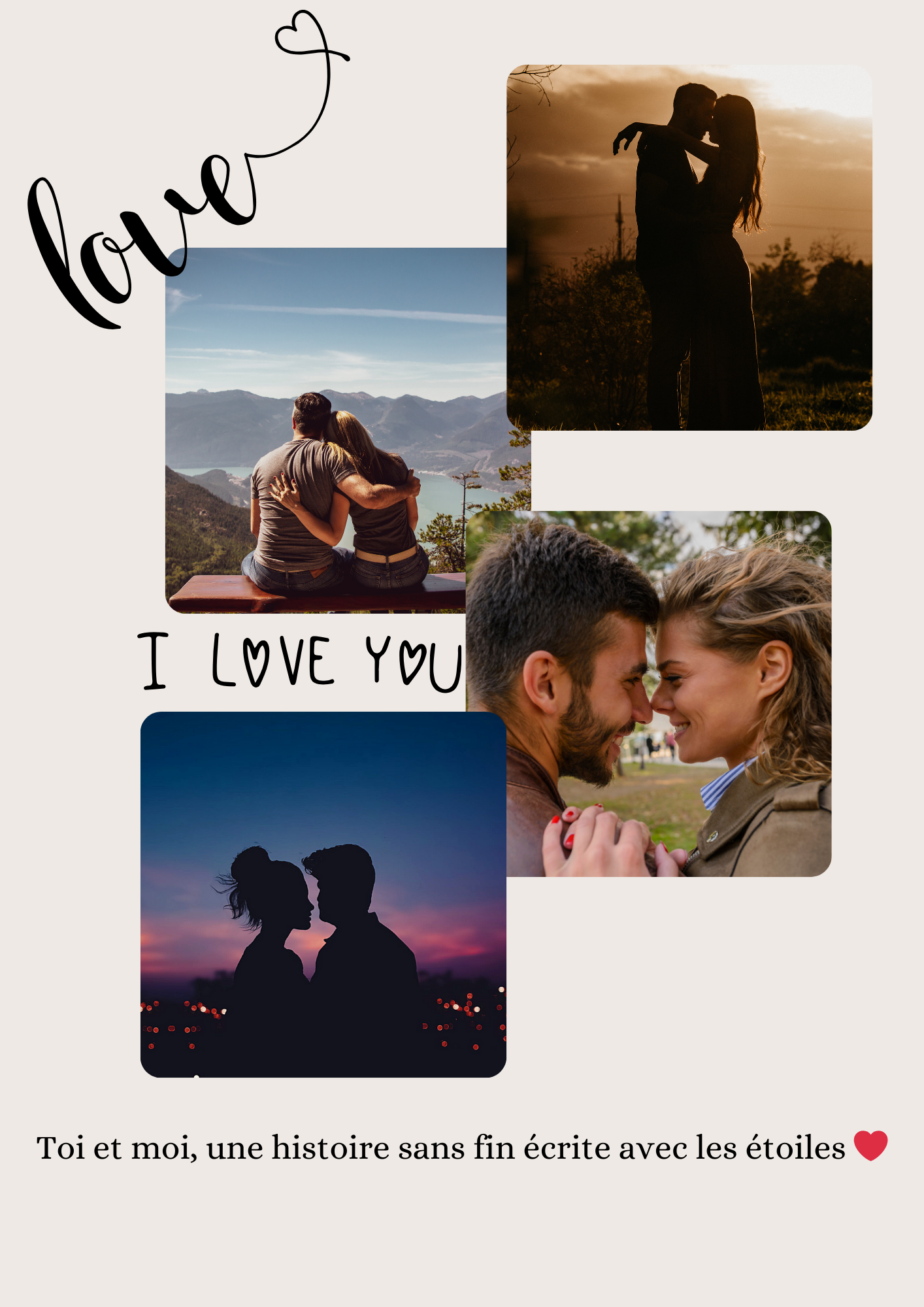 Affiche de couple personnalisée avec vos photos