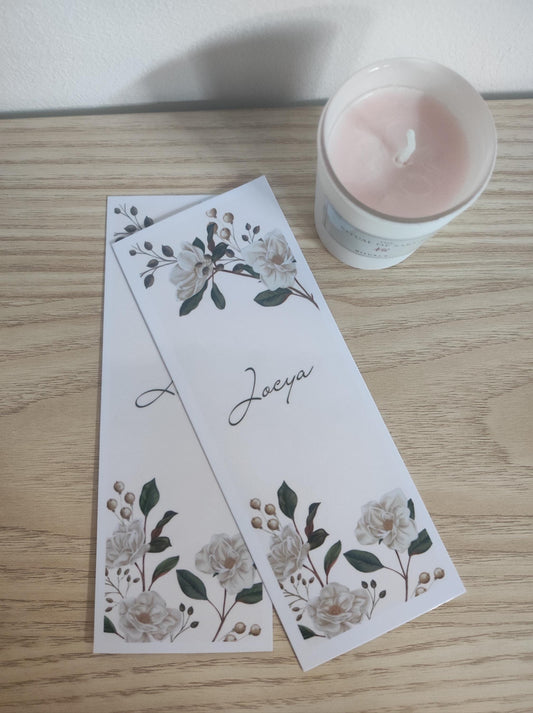 Marque-page fleural, personnalisée prénom