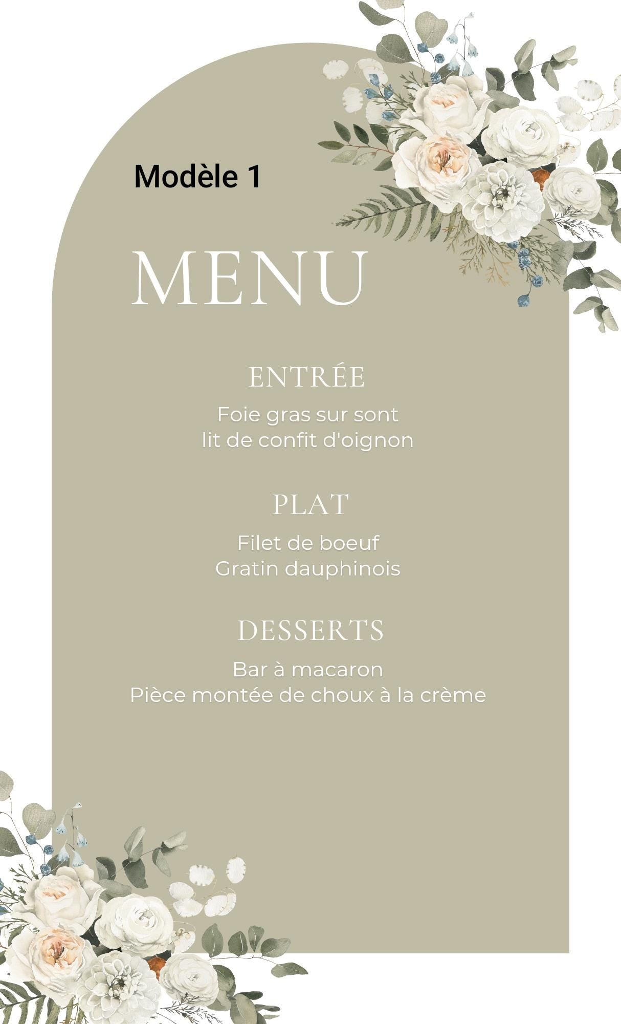 Menu mariage - Menu baptême - Menu anniversaire - Menu adhésif pour bouteille. Lot de 5