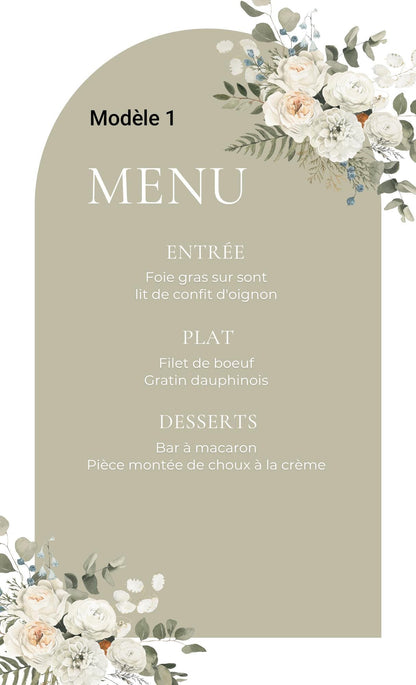 Menu mariage - Menu baptême - Menu anniversaire - Menu adhésif pour bouteille. Lot de 5
