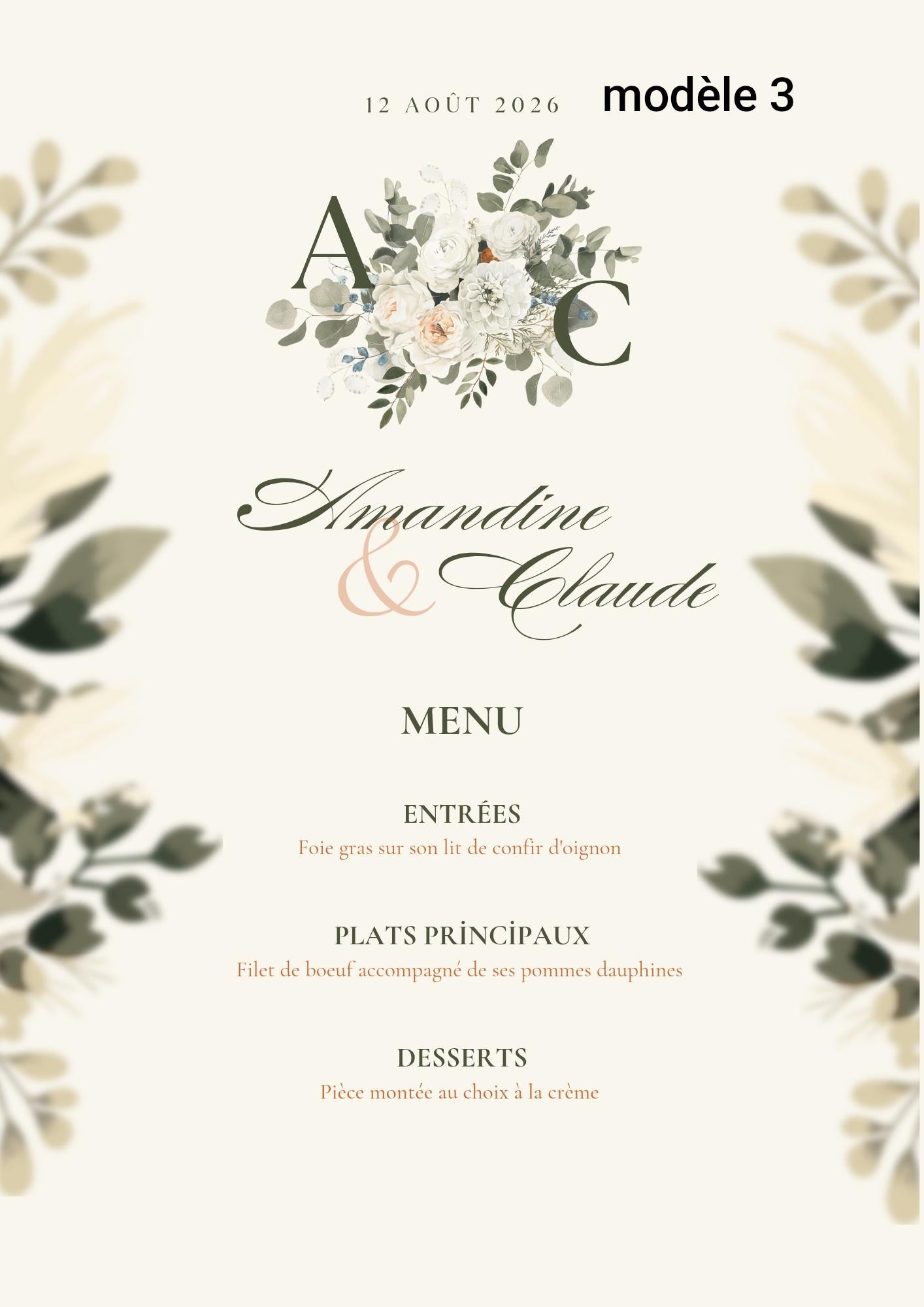 Menu mariage - Menu baptême - Menu anniversaire - Menu adhésif pour bouteille. Lot de 5