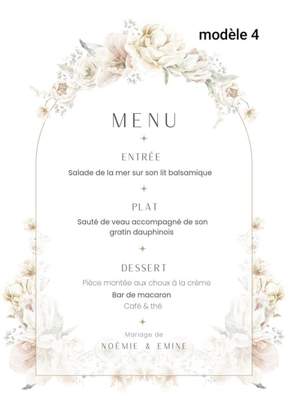 Menu mariage - Menu baptême - Menu anniversaire - Menu adhésif pour bouteille. Lot de 5