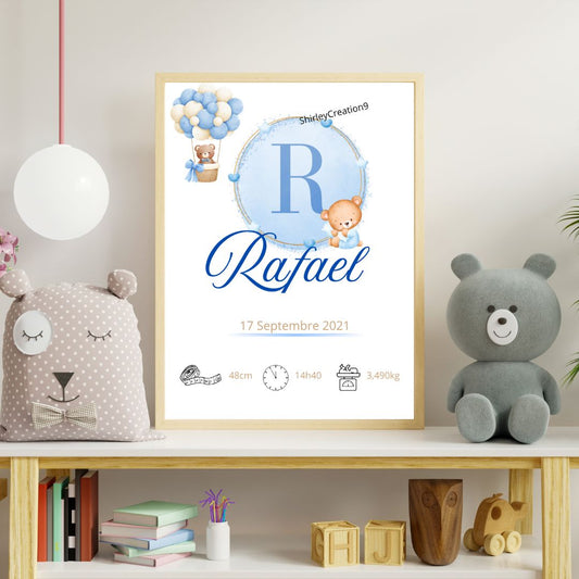 Affiche naissance personnalisée avec le prénom - enfant et bébé