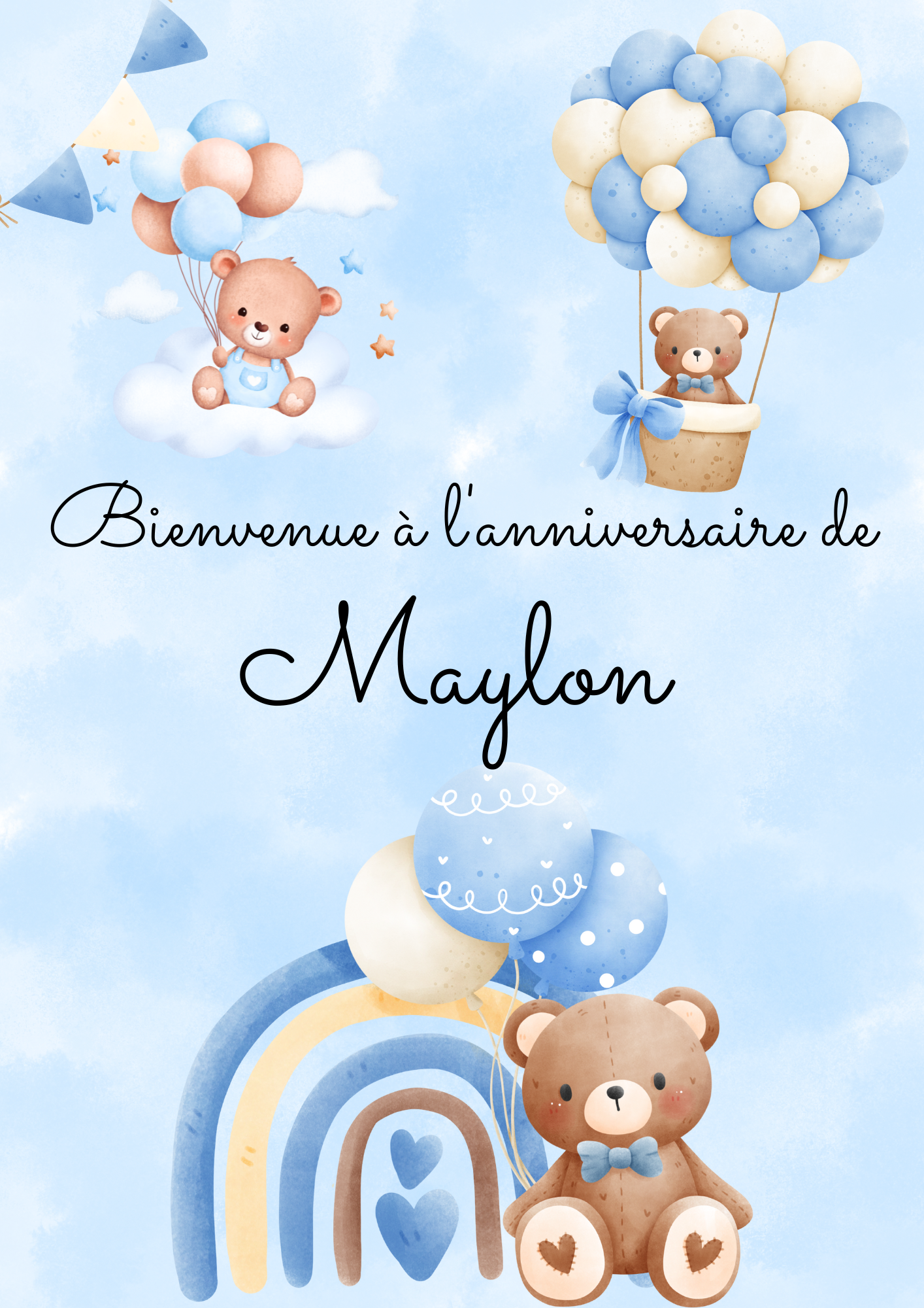 Affiche bienvenue pour anniversaire- Décoration - anniversaire personnalisée