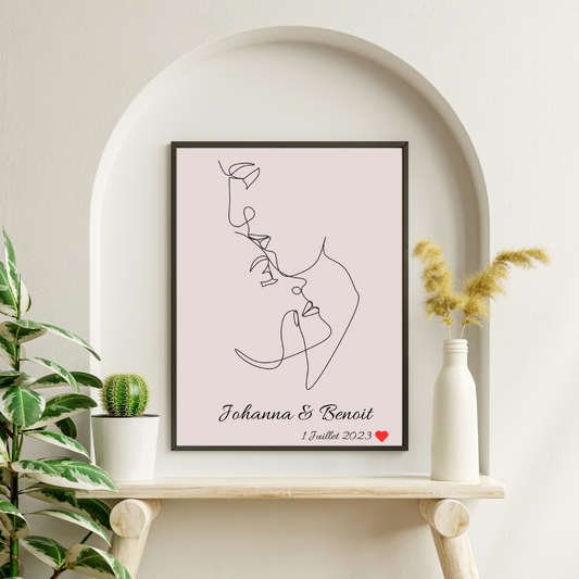 Affiche personnalisée minimaliste abstraite couple - personnalisée avec les prénoms