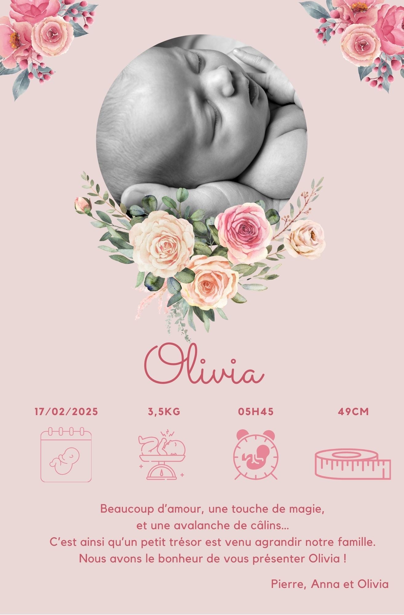 Faire-part de naissance personnalisés avec photo - Lot 10