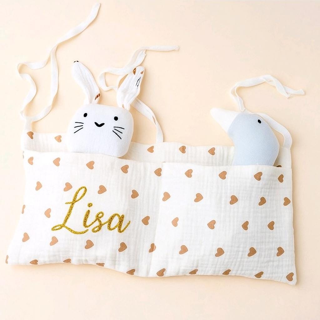 Organisateur de lit personnalisé, idéal cadeau de naissance pour bébé