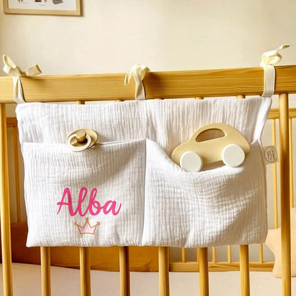 Organisateur de lit personnalisé, idéal cadeau de naissance pour bébé