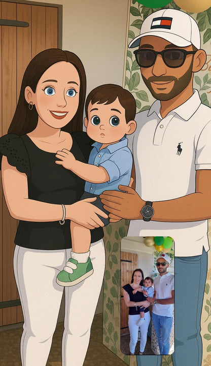 Portrait Cartoon Personnalisé à partir de Votre Photo | Affiche Numérique Style Dessin / Poupée | Idée Cadeau Unique