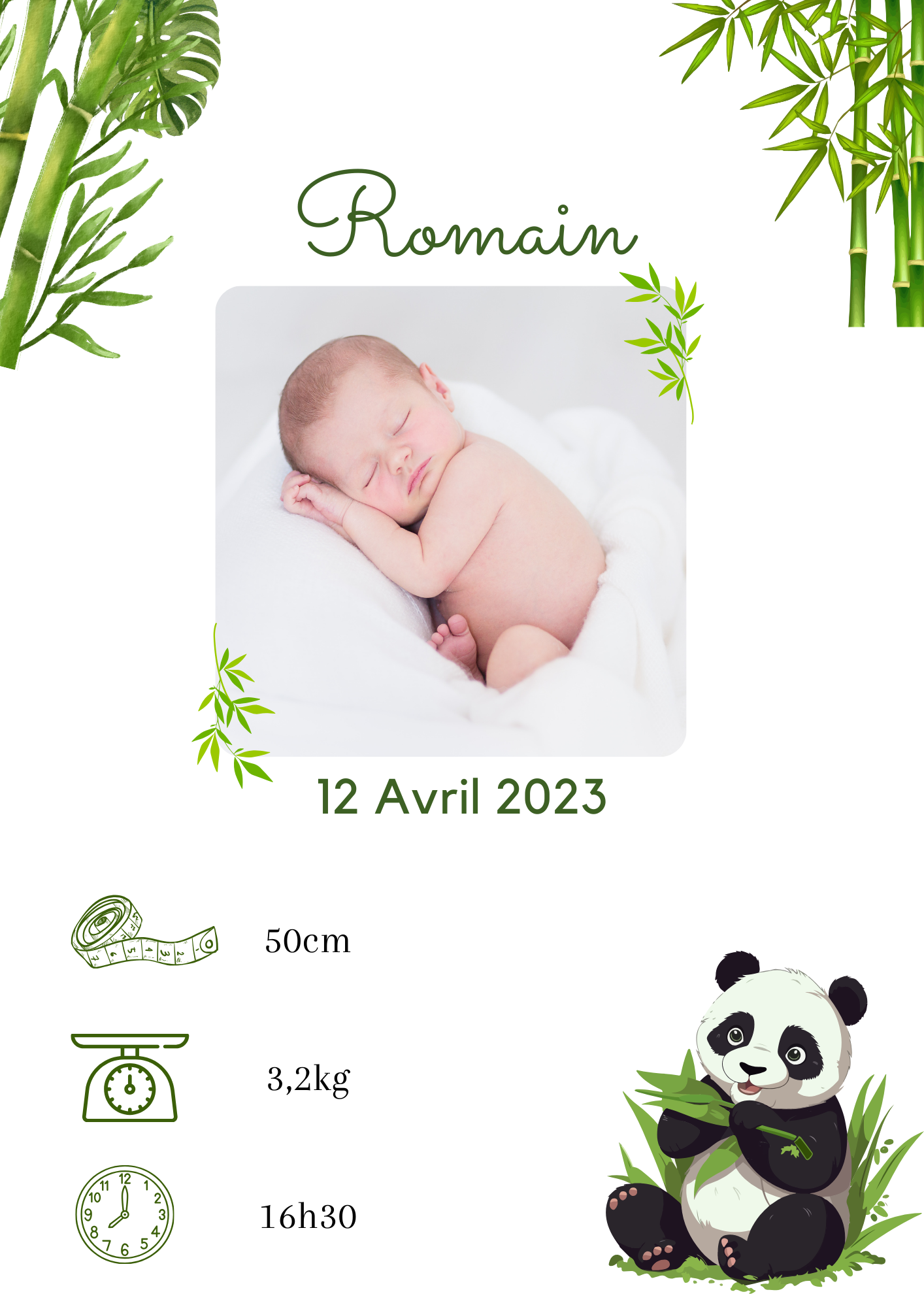 Affiche de naissance personnalisée - décoration murale - chambre enfant