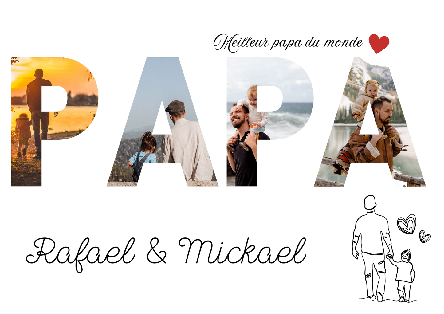 Affiche papa personnalisée avec photos, cadeau pour papa, cadeau pour la fête des pères