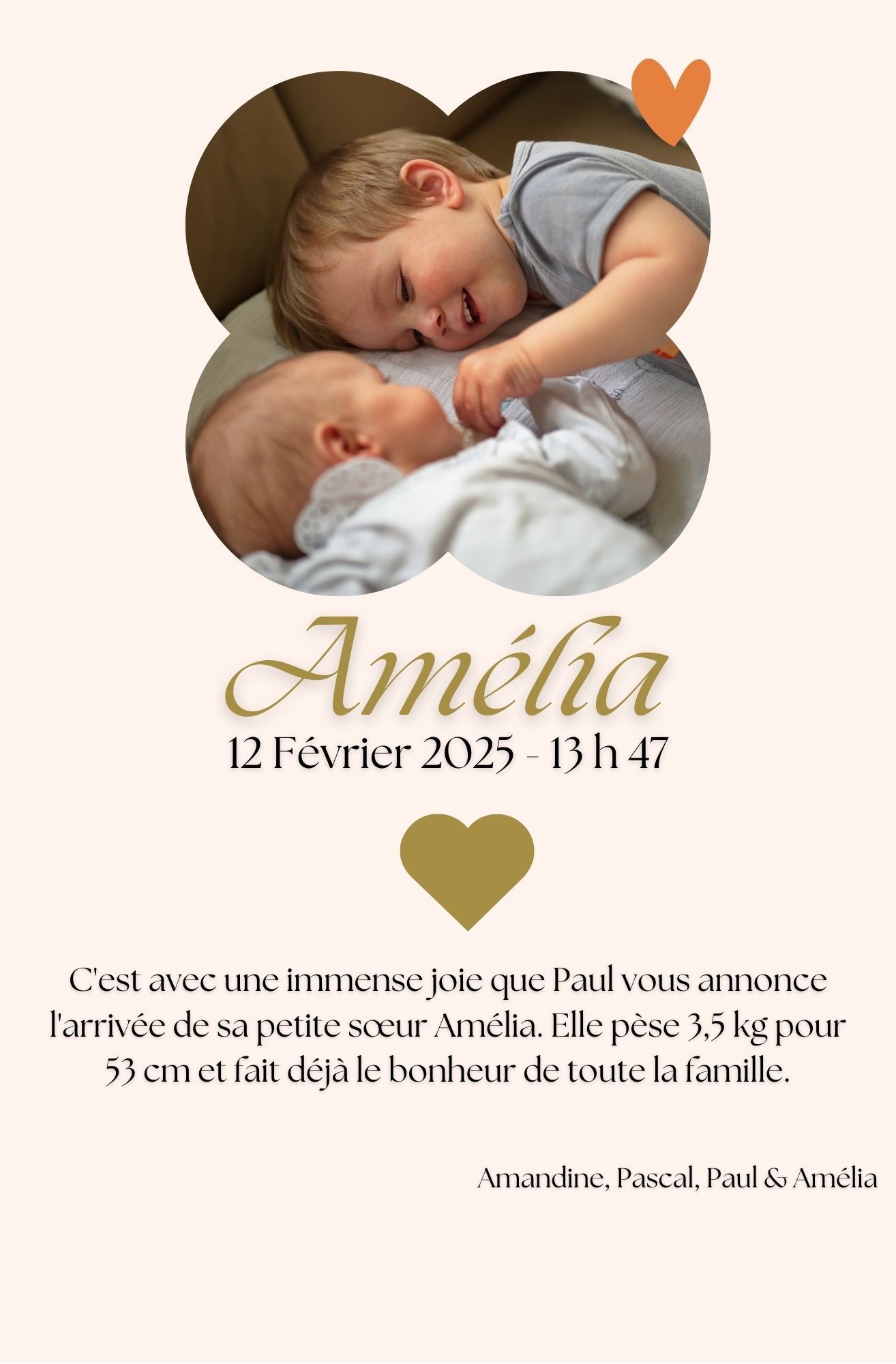 Faire-part de naissance personnalisés avec photo - Lot 10