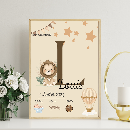 Affiche naissance personnalisée bébé - idée de cadeau
