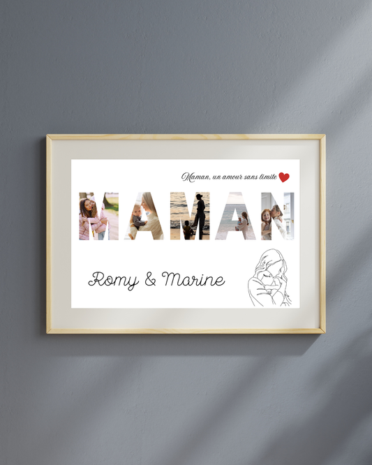 Affiche maman personnalisée - cadeau personnalisé maman avec photos