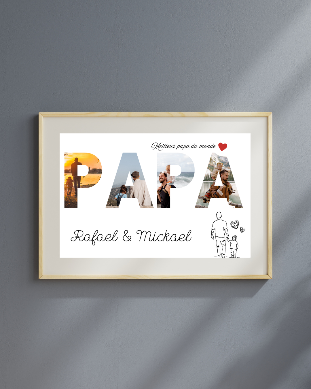 Affiche papa personnalisée avec photos, cadeau pour papa, cadeau pour la fête des pères