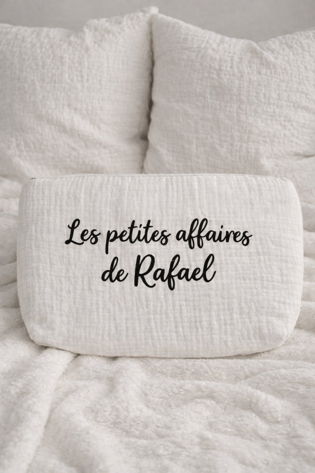 Trousse de toilette personnalisée en gaze de coton ✨